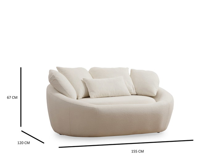 Atelier Del Sofa Midye - Love Seat Sofá de 2 plazas Crema